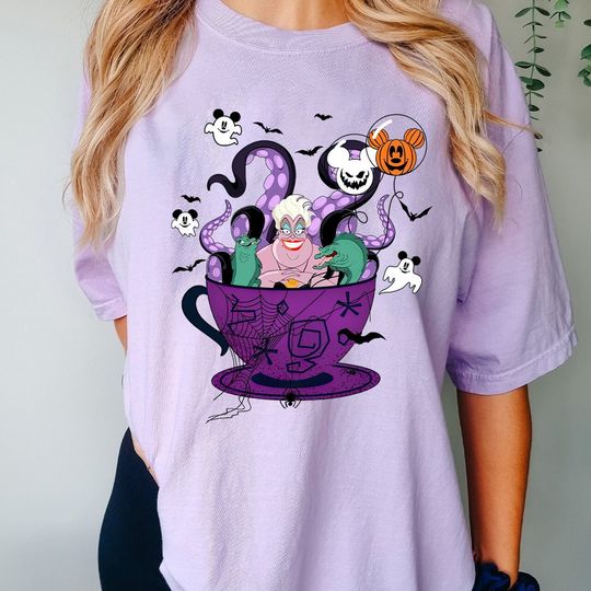 Disney Ursula Spin On The Teacups Halloween Shirt,  Ursula Little Mermaid shirt,Disney Villains Halloween shirt