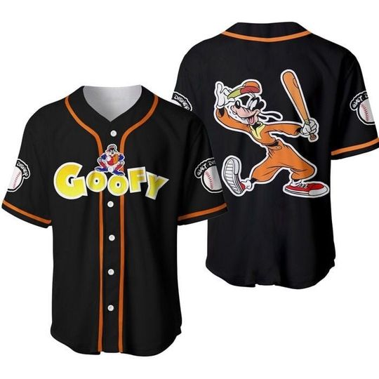 Discover Goofy Dogs Orange Black Cute Disney Baseball Jersey