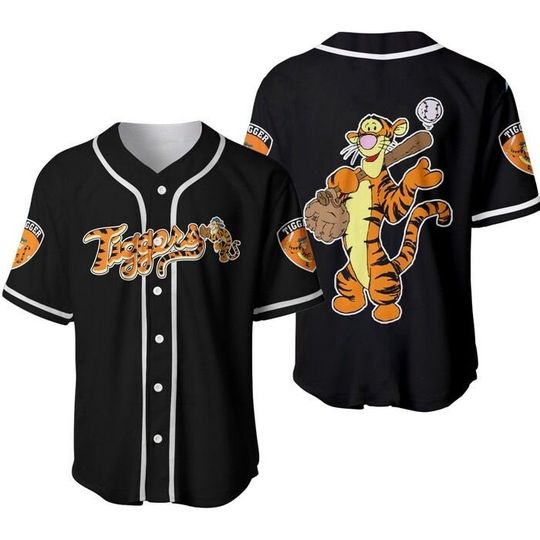 Tigger Winnie Pooh Orange Black Cute Disney Baseball Jersey