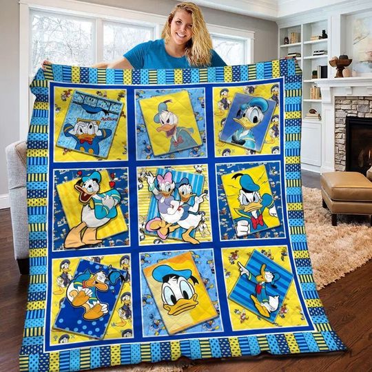 Disney Donald Quilt Blanket, Donald Duck Bedding Set, Disney Character Blanket, Christmas Gift