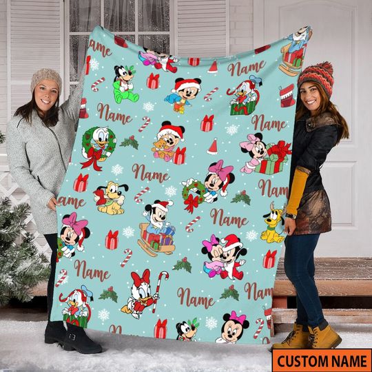 Disney  Mickey And Friends Blanket, Christmas Disney Blanket, Minnie, Daisy, Donald, Goofy, Pluto, Fleece Mink Sherpa Blanket