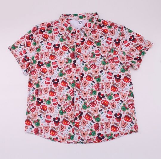Christmas Mickey Disney snacks Hawaiian shirt