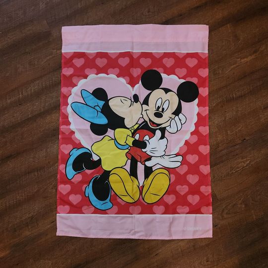 Minnie and Mickey Mouse Valentine's Hearts Kiss Disney Garden Flag