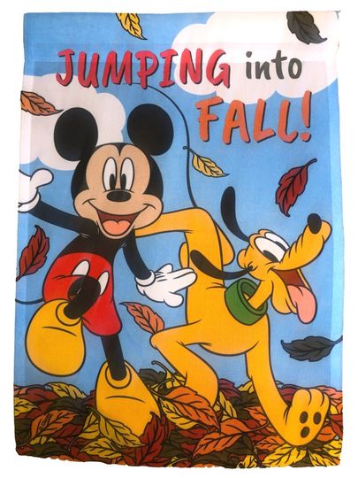 Mickey And Pluto Jumping Into Fall Disney Garden Flag