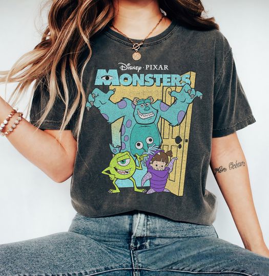 Disney Pixar Monsters Inc. Mike Sully Boo Group Poster T Shirt