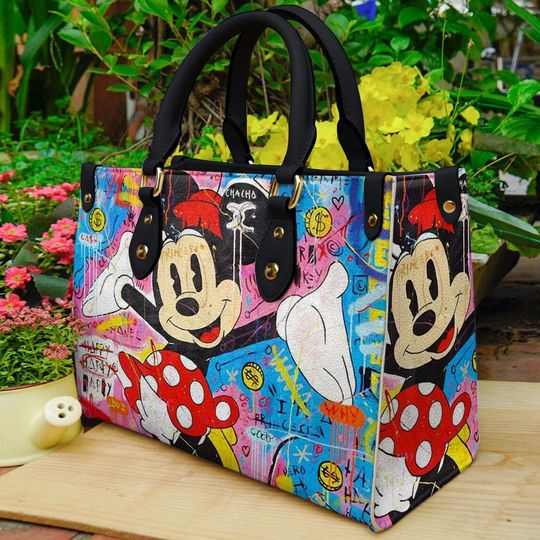 Discover Vintage Disney Minnie Graffiti Handbag, Leather Disney Handbag