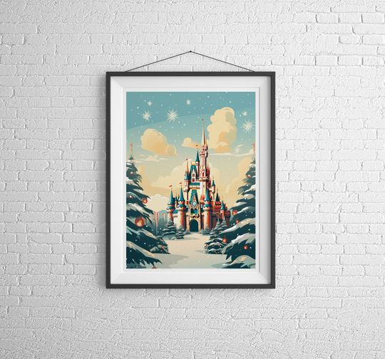 Cinde Castle Poster, Christmas Disney Poster, Christmas Disney Posters