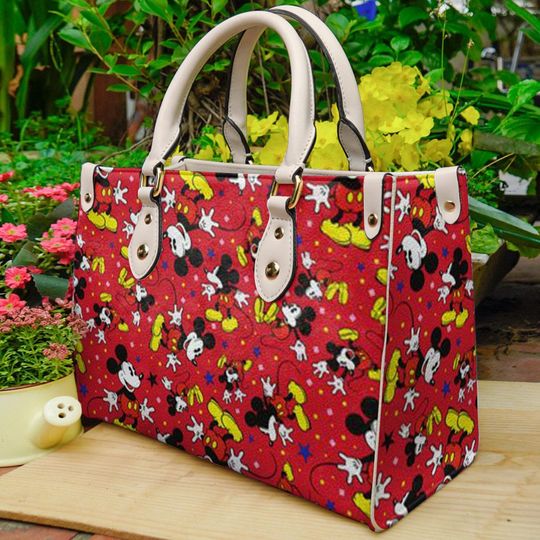 Vintage Disney Mickey Art Handbag, Leather Disney Handbag