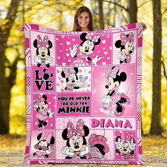 Disney Minnie Mouse Blanket, Custom Disney Blanket, Minnie Fleece Blanket, Disney Christmas Gift