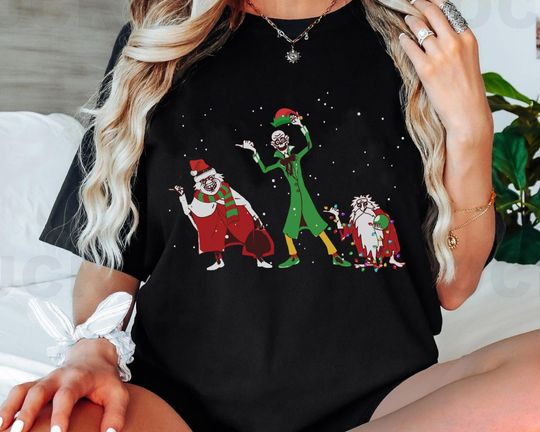 The Haunted Mansion Hitchhiking Ghosts Christmas T-shirt, Vintage Disney Xmas T-shirt
