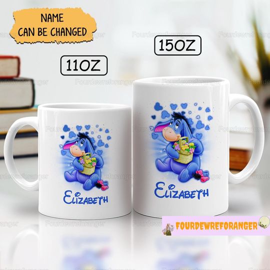 Christmas Personalized Eeyore Mugs, Winnie The Pooh Mug, Eeyore Travel Mug, Disney Gift