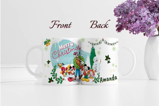 Personalized Disney Christmas Mug, Holiday Gift, Christmas Mickey Mouse Printed Mug