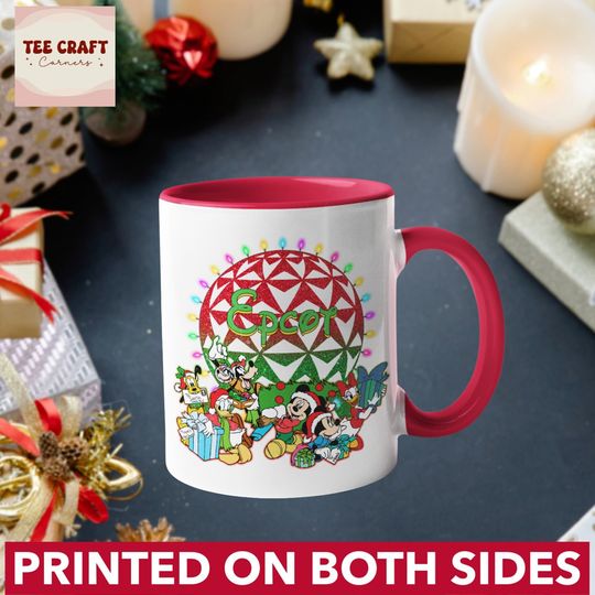 Disney Epcot Christmas Mug, Mickey And Friends Mug, Cute Christmas Disney