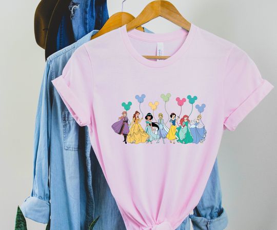 Disney Princess Shirt, Disney Balloon Shirt, Disney Vacation Shirt, Princess Balloon Shirt, Disney Belle, Cinde, Tiana, Rapunzel Shirt