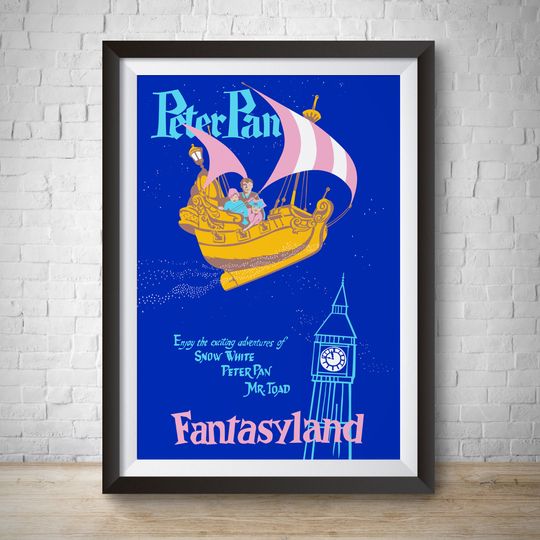 Peter Pan Fantasyland Attraction Disneyland Vintage Poster