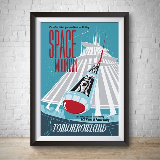 Space Mountain Tomorrowland Attraction Disneyland Vintage Poster
