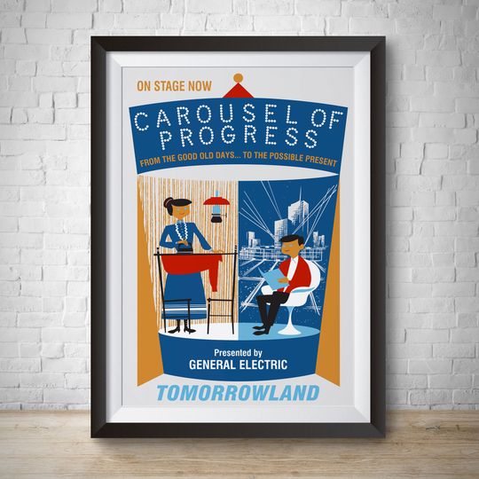 Carousel of Progress Tomorrowland Attraction Disneyland Vintage Poster