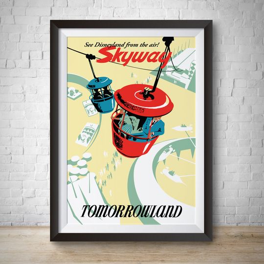 Skyway Tomorrowland Attraction Disneyland Vintage Poster