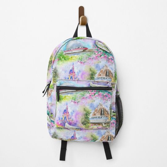 Watercolor WDW Monorail Disney Backpack