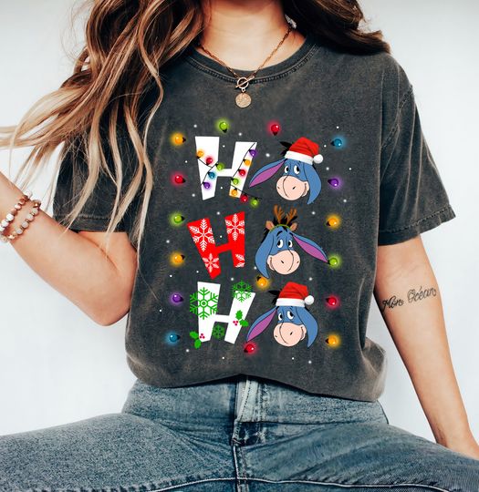Disney Winnie The Pooh Eeyore Santa Christmas Shirt