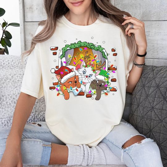 Disney The Aristocats Marie Toulouse Berlioz Christmas Light Shirt