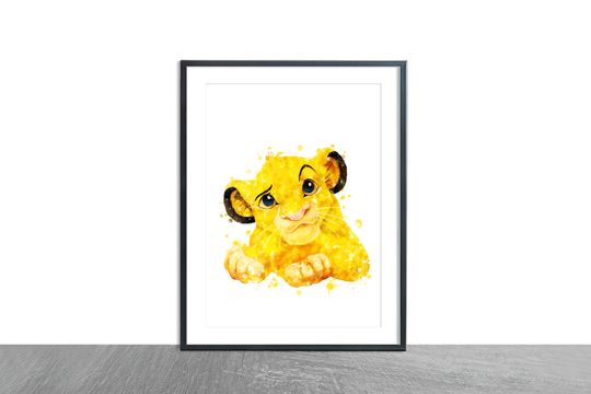 Disney The Lion King Simba Watercolour Premium Matte Vertical Poster