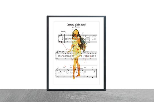 Disney Pocahontas Colours of the Wind Music Watercolour Premium Matte Vertical Poster