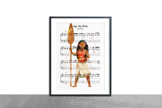 Disney Moana How Far I'll Go Music Watercolour Premium Matte Vertical Poster