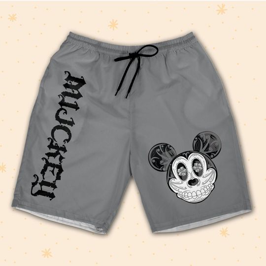 Personalize Mickey Mouse Sugar Skull Red Line Shorts JS Custom 3D Shorts Sports Outfits Cute Gifts For Fans Disney