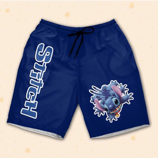 Personalize stitch blue dark blue Shorts JS Custom 3D Shorts Sports Outfits Cute Gifts For Fans Disney