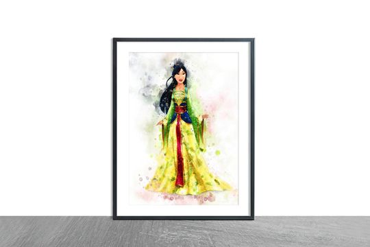 Disney Mulan Princess Watercolour Premium Matte Vertical Poster
