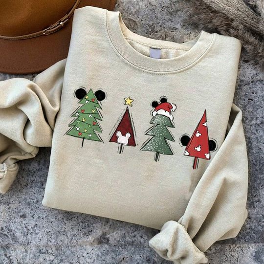 Disney Christmas Trees Sweatshirt,Disney Christmas Sweatshirt