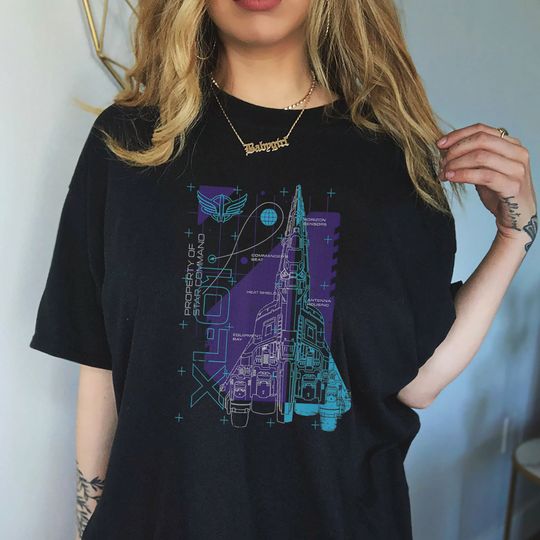 Disney Pixar Buzz Lightyear XL-01 Star Ship Schematic Poster Vintage Shirt