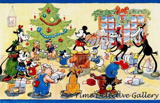 Vintage Disney Mickey Mouse Christmas Poster 1935