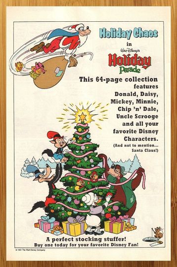 1991 Disney Comics Holiday Parade Vintage Poster