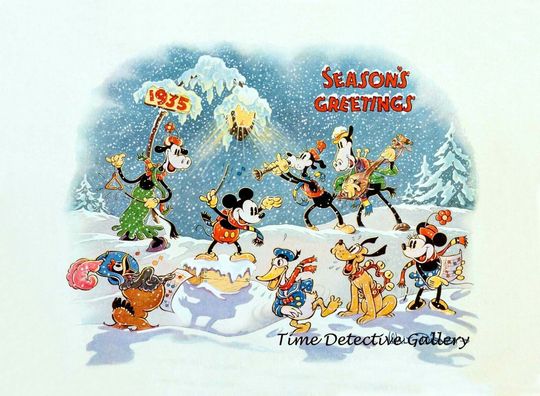 Vintage 1935 Disney Season's Greetings Christmas Poster