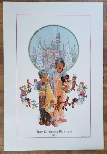 Vintage 1988 Merry Christmas at Disneyland Poster