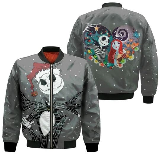 Jack Skellington And Sally Christmas Is Coming Disney Bomber Jacket