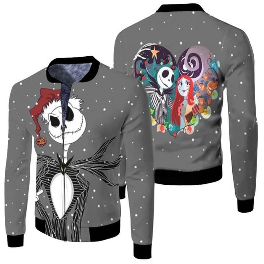 Jack Skellington And Sally Nightmare Couple Merry Christmas Disney Bomber Jacket