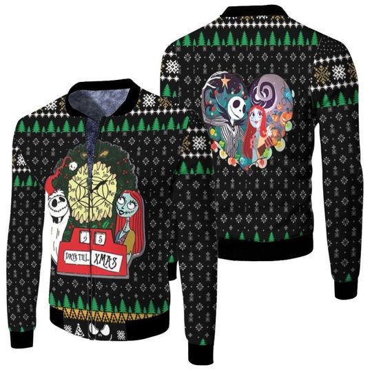 Jack Skellington Sally Christmas Is Coming Ugly Disney Bomber Jacket