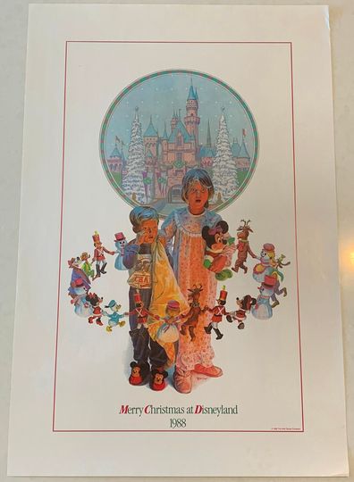 Rare Vintage 1988 Merry Christmas at Disneyland Park Poster
