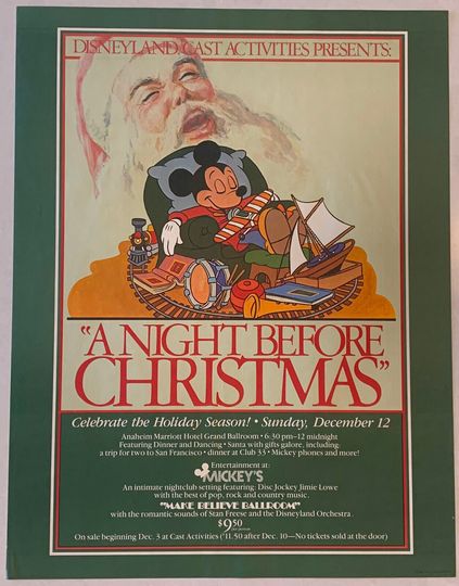 Vintage Original 1982 Disneyland A Night Before Christmas Poster