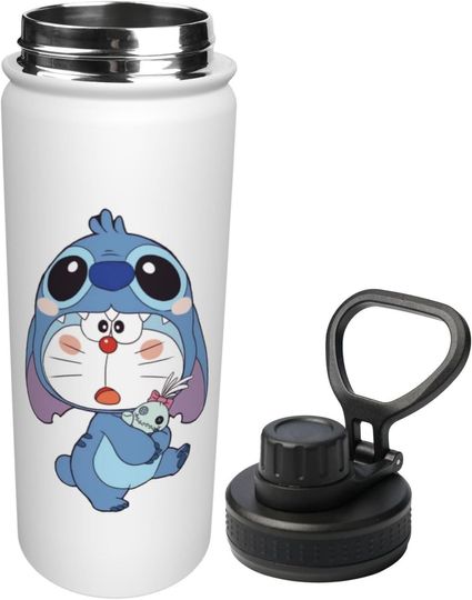 Doraemon in Stitch Costume Disney Stainless Steel Water Bottles Sports Lid