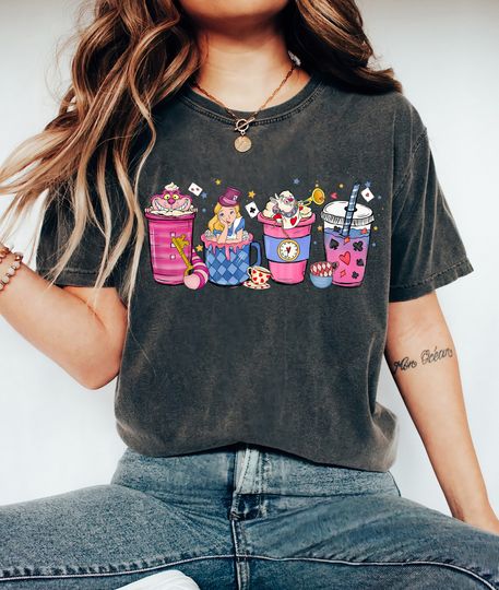 Disney Alice In Wonderland Valentine Coffee Latte Drink Cup Shirt