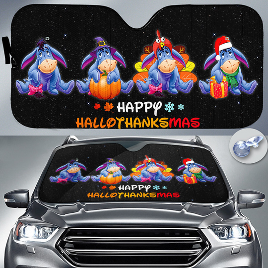 Winnie The Pooh Eeyore Happy Hallothanksmas Disney Car Sun Shade
