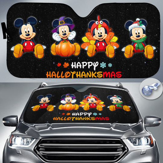 Mickey Happy Hallothanksmas Disney Car Sun Shade