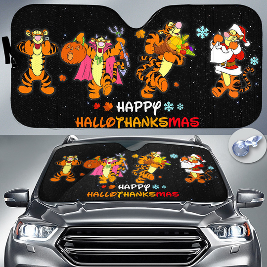 Winnie The Poog Tigger Happy Hallothanksmas Disney Car Sun Shade