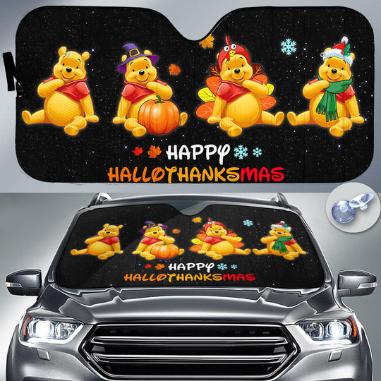 Winne The Pooh Happy Hallothanksmas Disney Car Sun Shade
