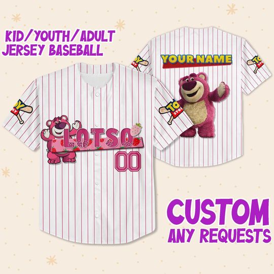 Personalized Lotso Pink Disney Baseball Jersey