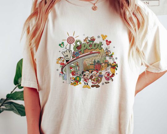 Vintage Epcot Christmas Shirt, Disney Epcot Xmas Shirt